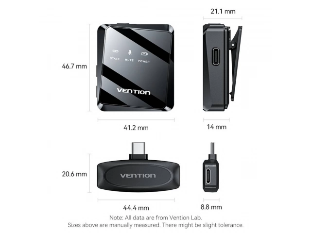 Micrófono Solapero Vention NCBB0 Tipo C (Pack x2) | Vention