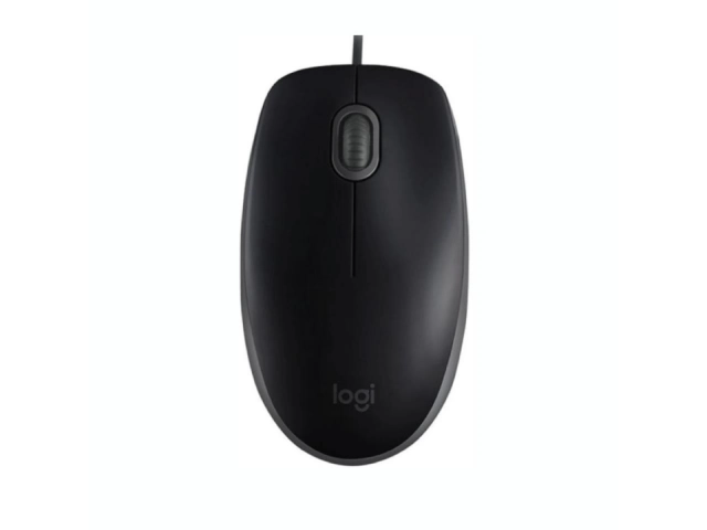 Vista frontal del Mouse Logitech M110 Silent en color negro con dise&ntilde;o minimalista.