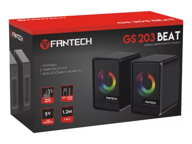 Detalle del conector 3.5mm AUX del parlante Fantech GS203 Black para audio.