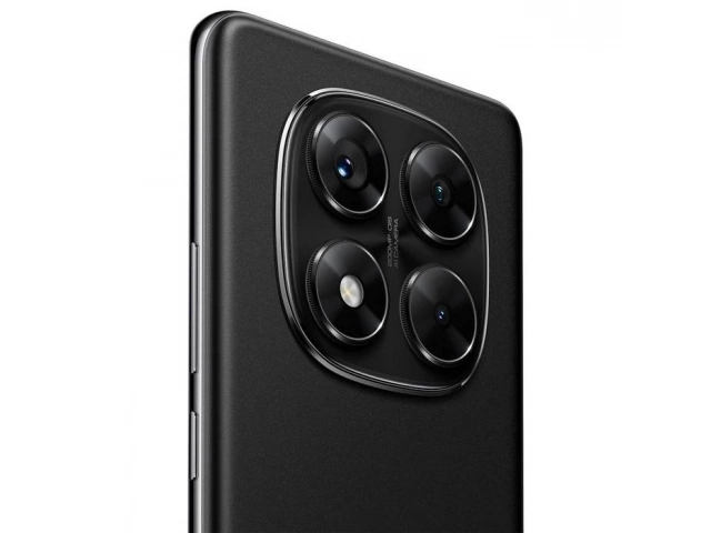 Vista lateral izquierda del Xiaomi Redmi Note 14 Pro en color Midnight Black, resaltando su diseño delgado y elegante.